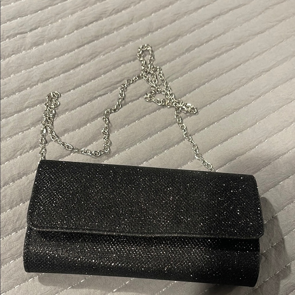 Elegant Black Glitter Clutch Bag